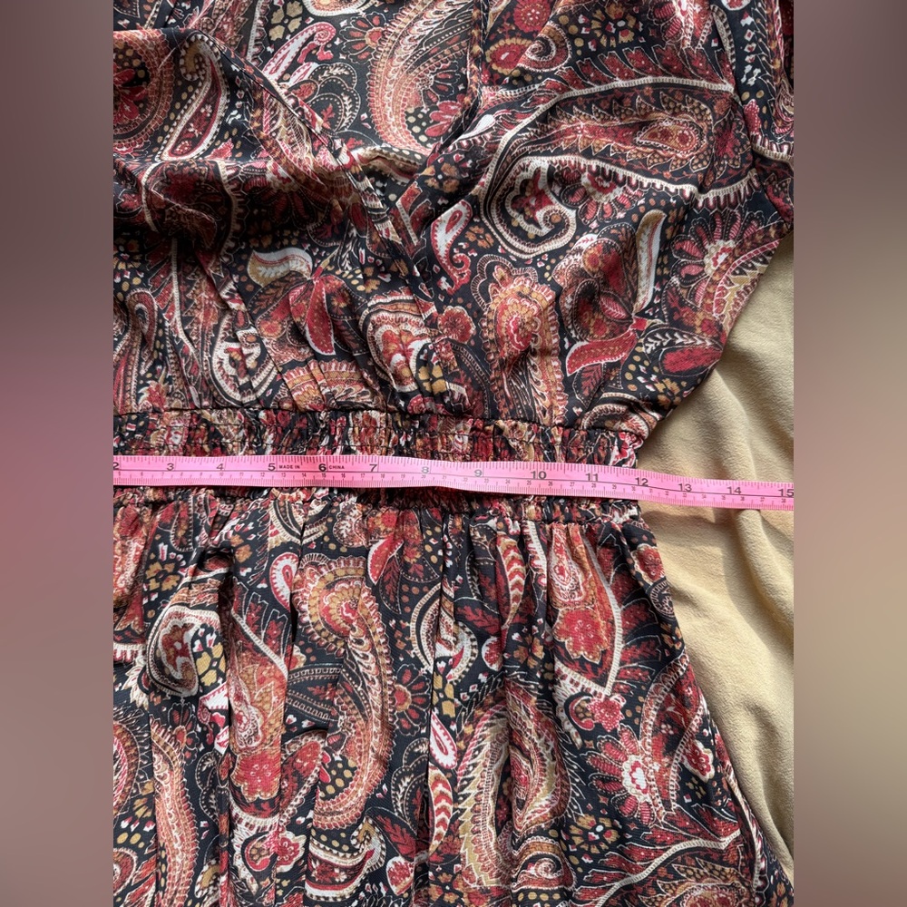 Beautiful Kate + Lily paisley midi dress in rich burgundy, rust, and black tones - Picture 13 of 13
